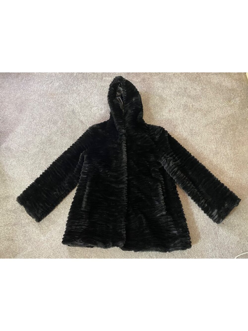 Incognita Black Faux Fur Hooded Coat Small